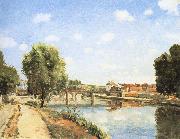 Camille Pissarro Pang map of the railway bridge Schwarz oil painting on canvas
